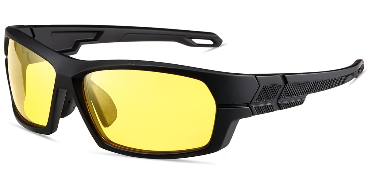 Rectangle Sports Sunglasses black+yellow_polarized