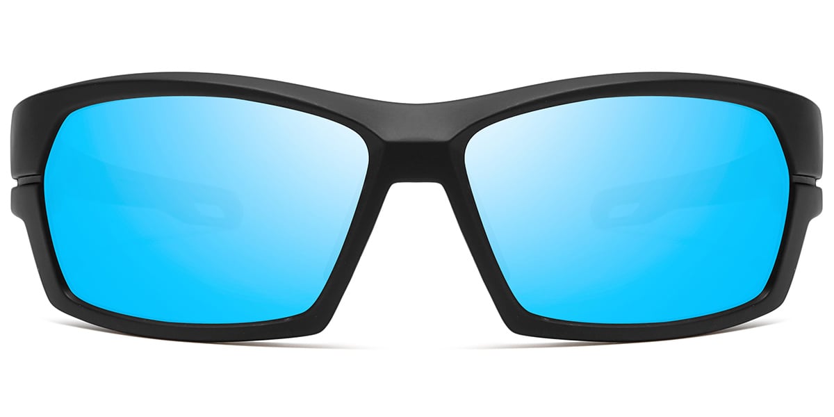 Rectangle Sports Sunglasses grey+mirrored_ice_blue_polarized