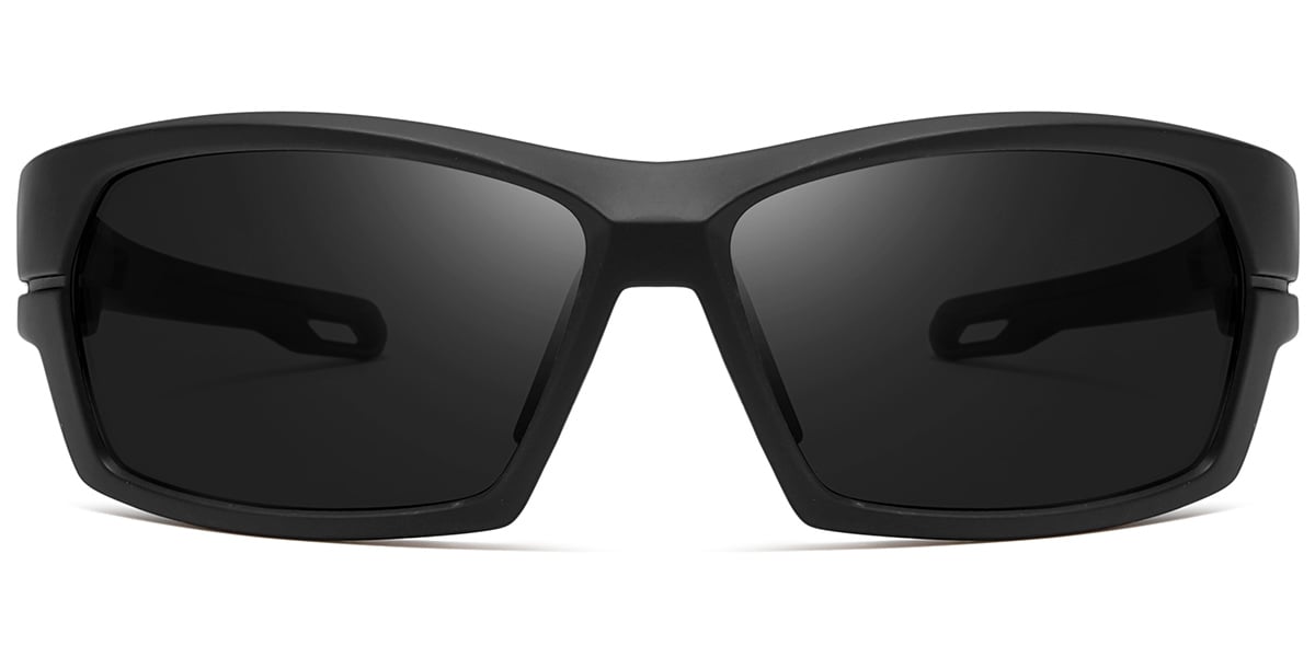 Rectangle Sports Sunglasses black+dark_grey_polarized
