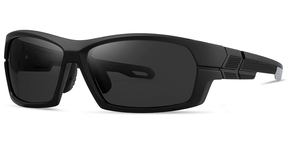 Rectangle Sports Sunglasses black+dark_grey_polarized
