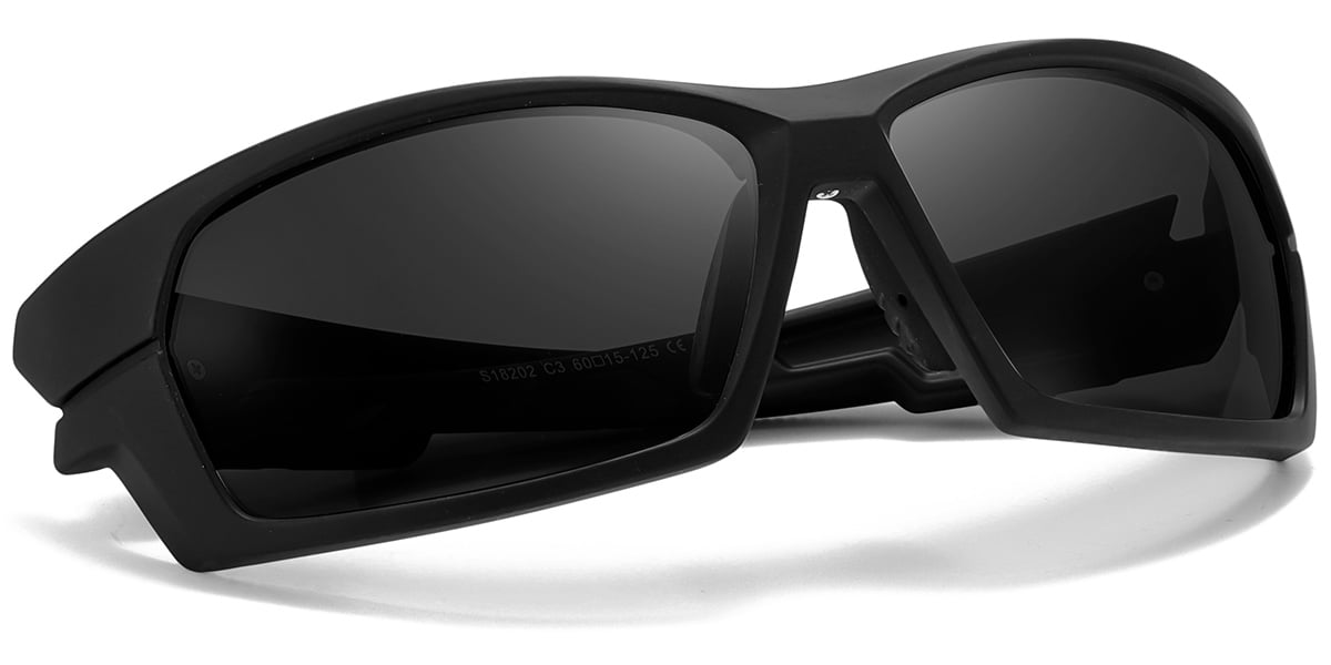 Rectangle Sports Sunglasses black+dark_grey_polarized