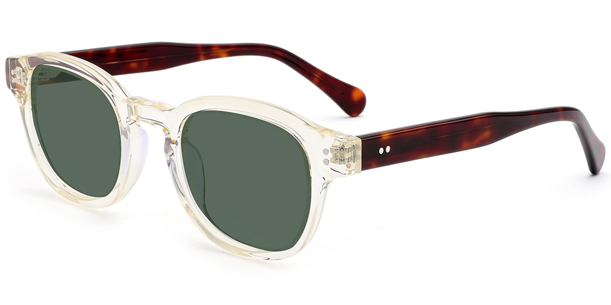 Acetate Square Sunglasses translucent-yellow+dark_green_polarized