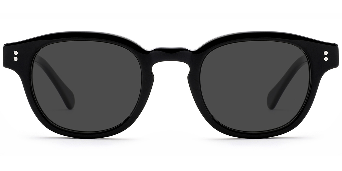 Acetate Square Sunglasses black+dark_grey_polarized