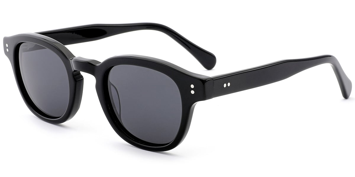Acetate Square Sunglasses black+dark_grey_polarized