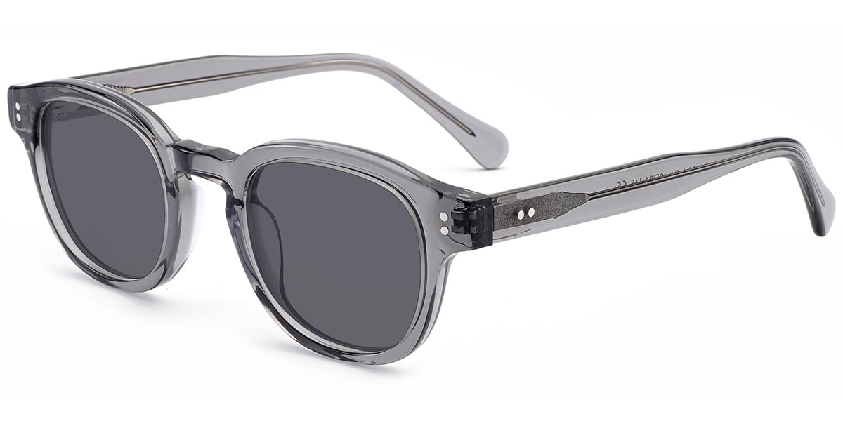 Acetate Square Sunglasses translucent-grey+dark_grey_polarized
