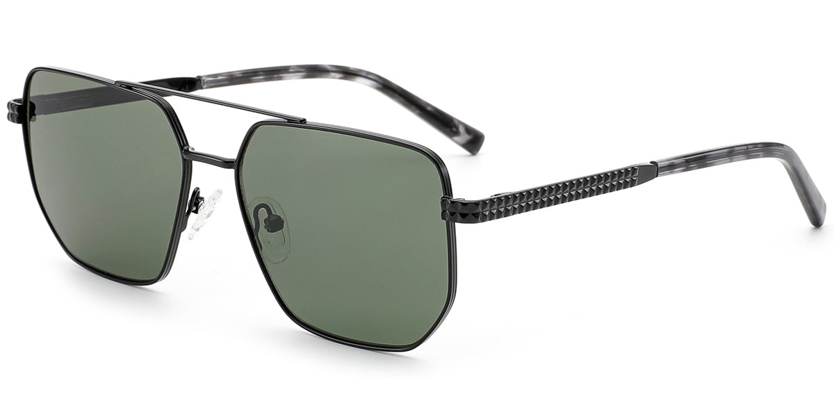 Aviator Sunglasses bright_black+dark_green_polarized