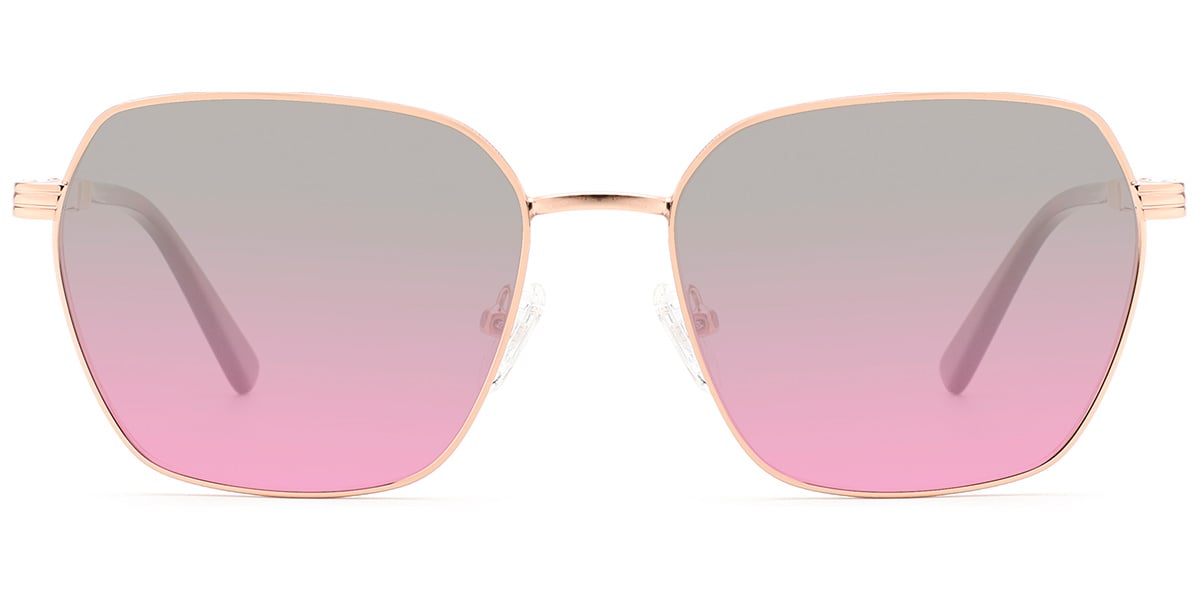Square Sunglasses rose_gold+grey-red_polarized
