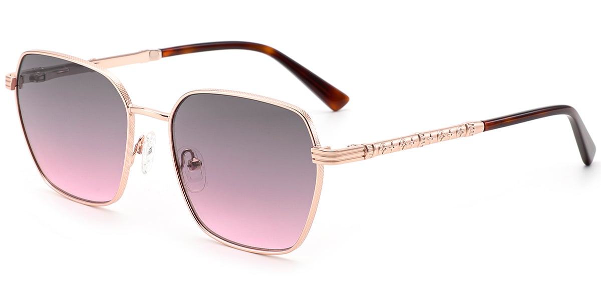Square Sunglasses rose_gold+grey-red_polarized