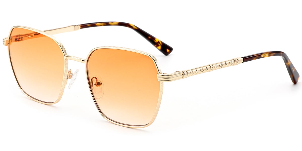 Square Sunglasses gold+gradient_orange_polarized