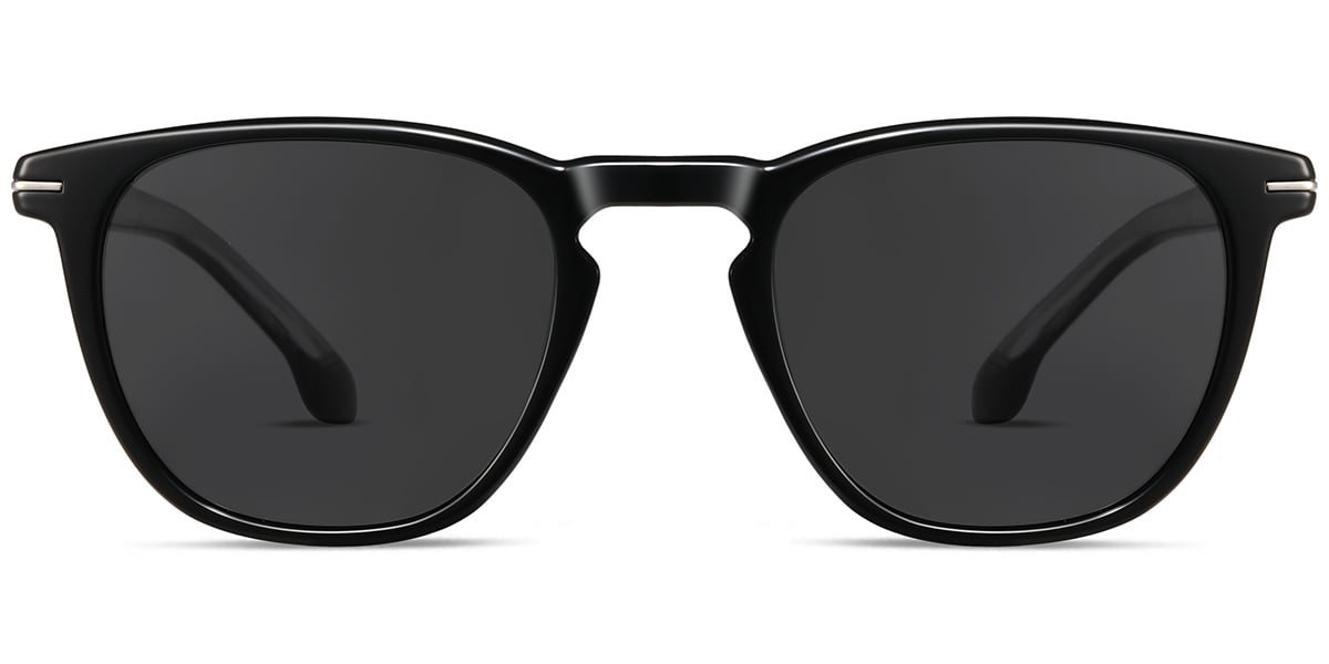 Acetate Square Sunglasses black+dark_grey_polarized
