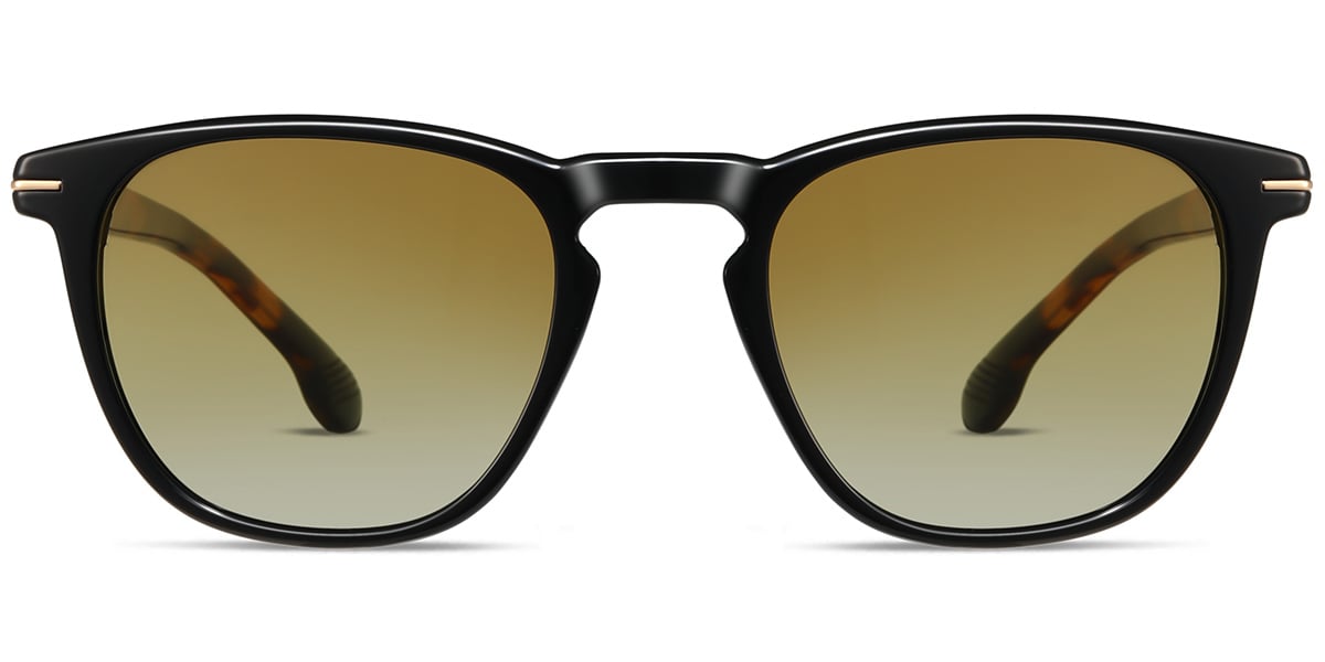Acetate Square Sunglasses black+gradient_yellow_polarized