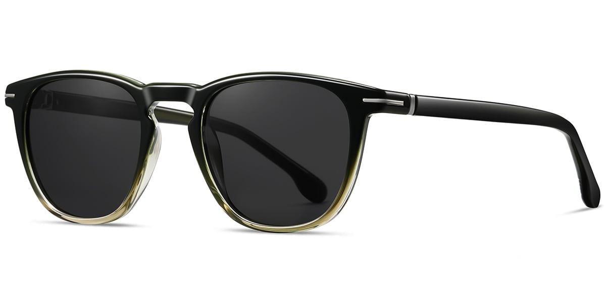 Acetate Square Sunglasses gradient_green+dark_grey_polarized