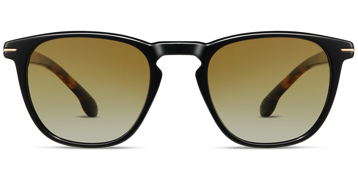 Acetate Square Sunglasses black+gradient_yellow_polarized
