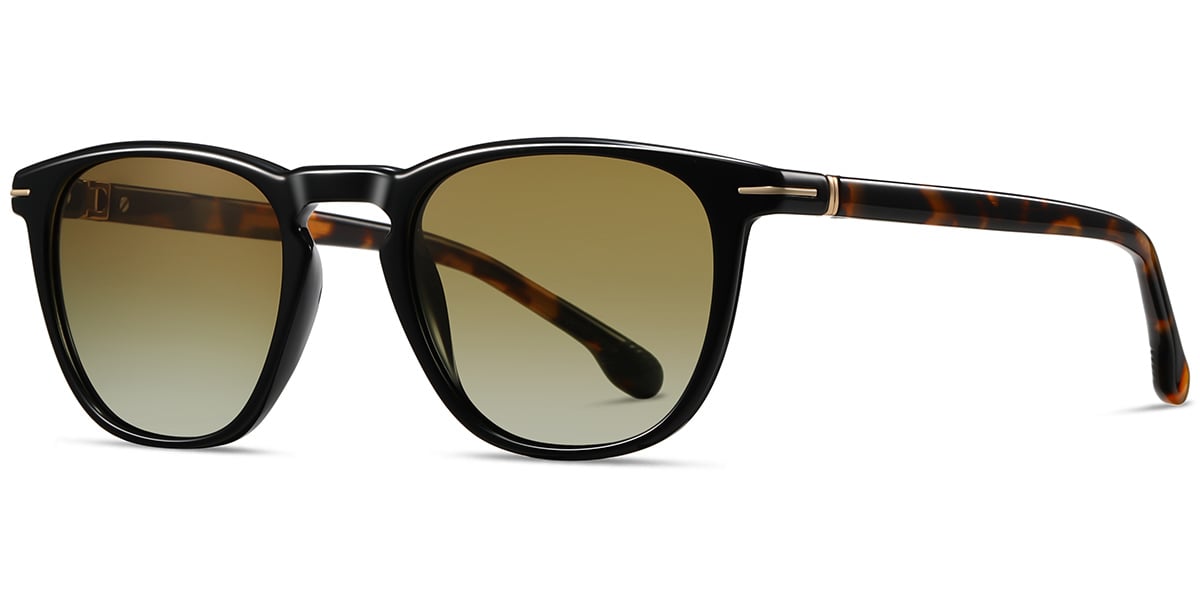 Acetate Square Sunglasses black+gradient_yellow_polarized