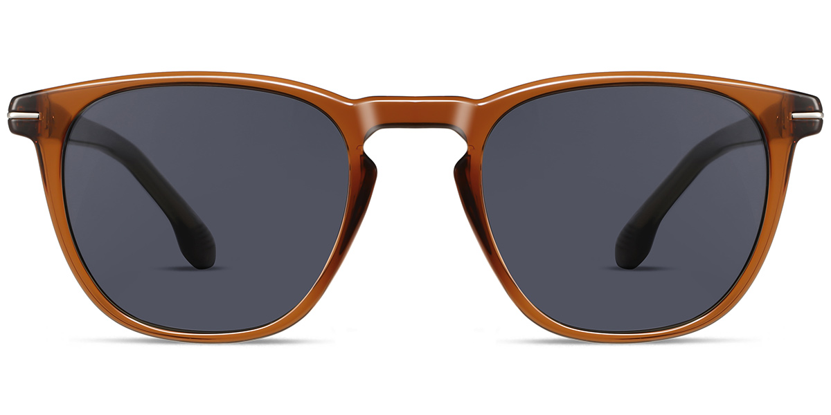 Acetate Square Sunglasses translucent-brown+blue_polarized