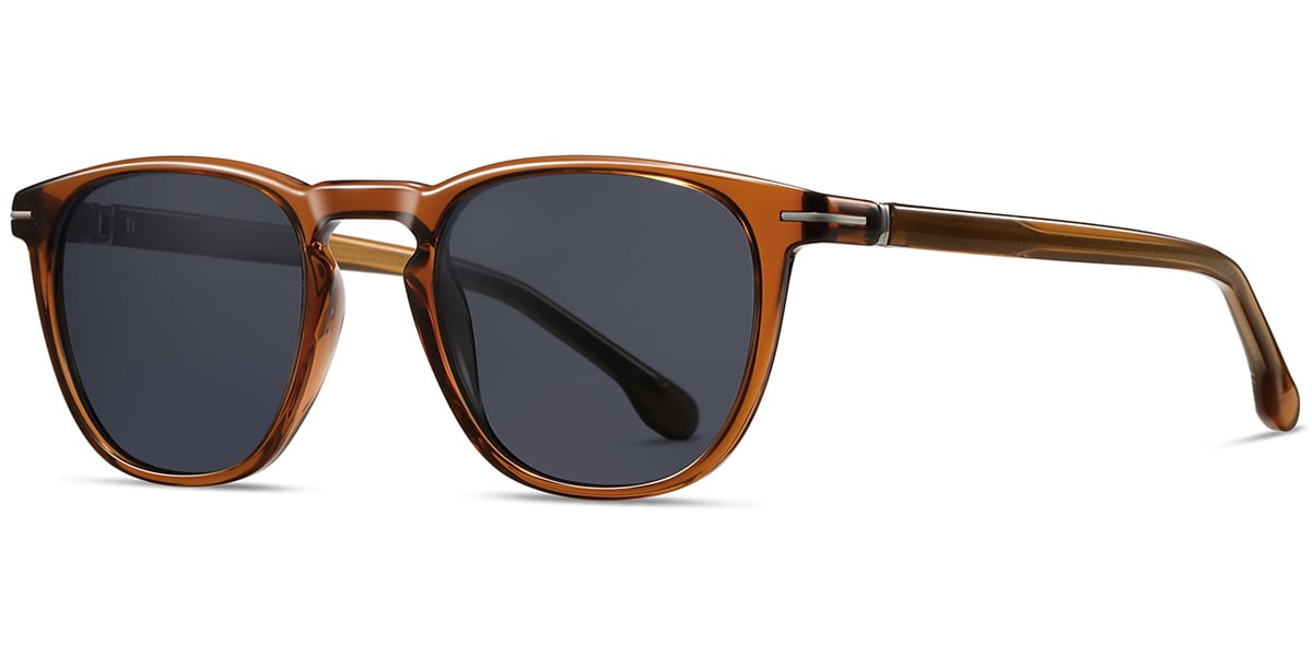 Acetate Square Sunglasses translucent-brown+blue_polarized