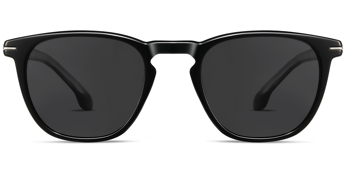 Acetate Square Sunglasses black+dark_grey_polarized