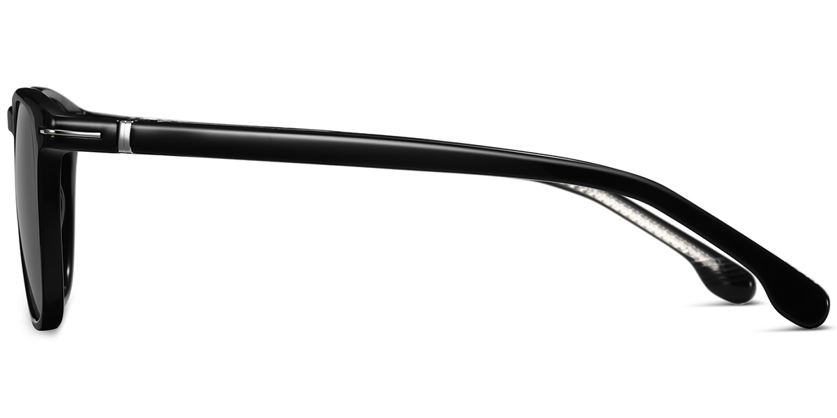 Acetate Square Sunglasses black+dark_grey_polarized