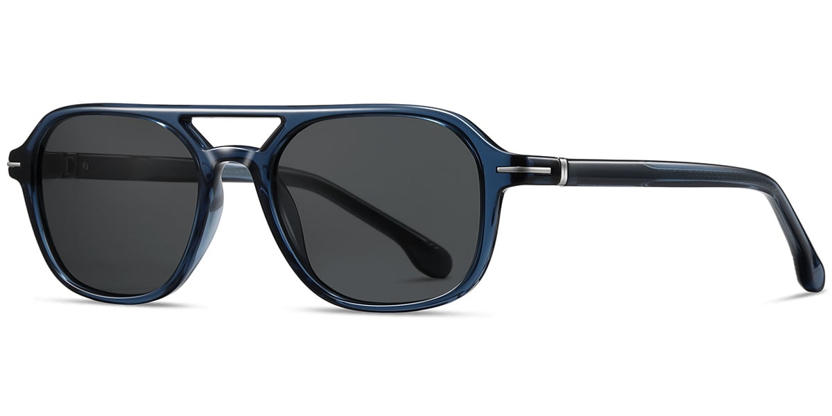 Acetate Aviator Sunglasses translucent-blue+dark_grey_polarized