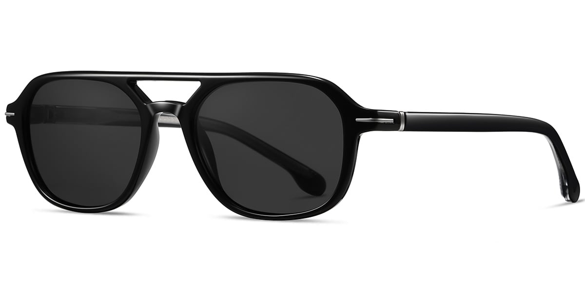 Acetate Aviator Sunglasses black+dark_grey_polarized