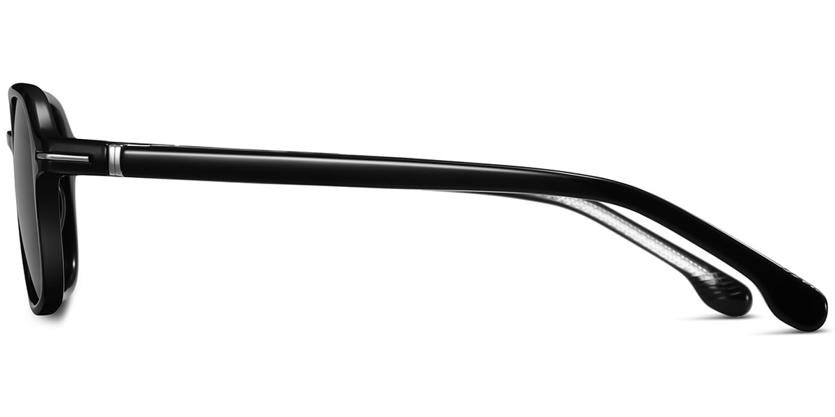Acetate Aviator Sunglasses black+dark_grey_polarized