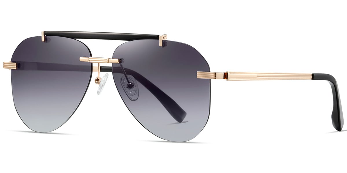 Aviator Sunglasses gold+gradient_grey_polarized