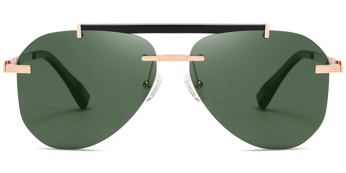 Aviator Sunglasses rose_gold+dark_green_polarized