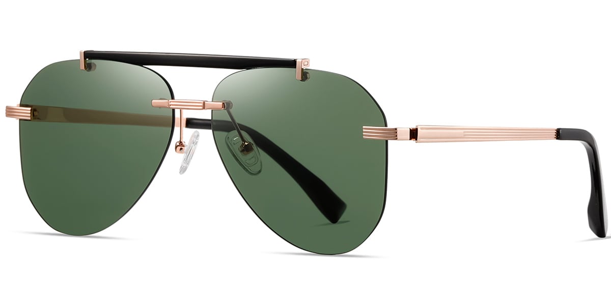 Aviator Sunglasses rose_gold+dark_green_polarized