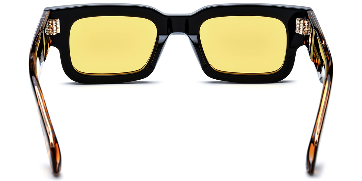 Acetate Rectangle Sunglasses bright_black+yellow_polarized