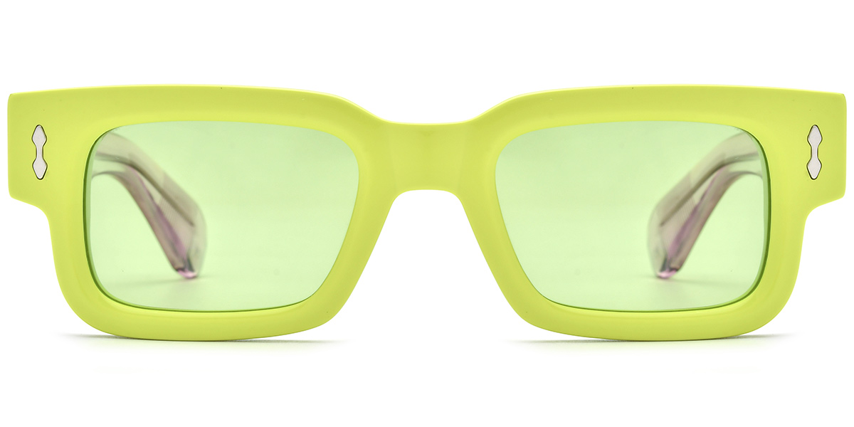 Acetate Rectangle Sunglasses yellow+green_polarized
