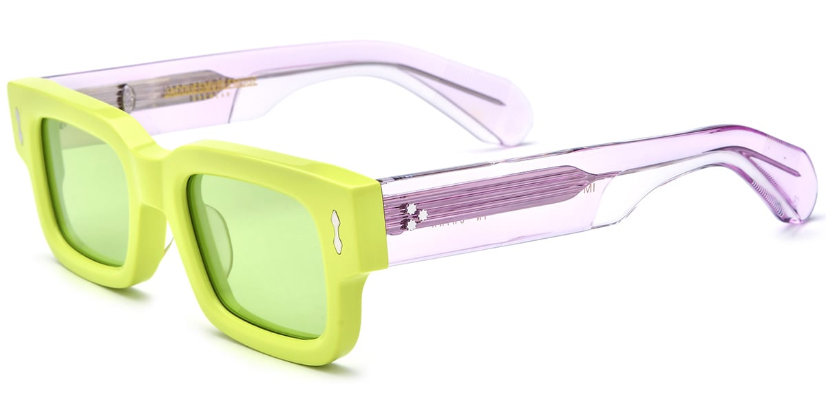 Acetate Rectangle Sunglasses yellow+green_polarized