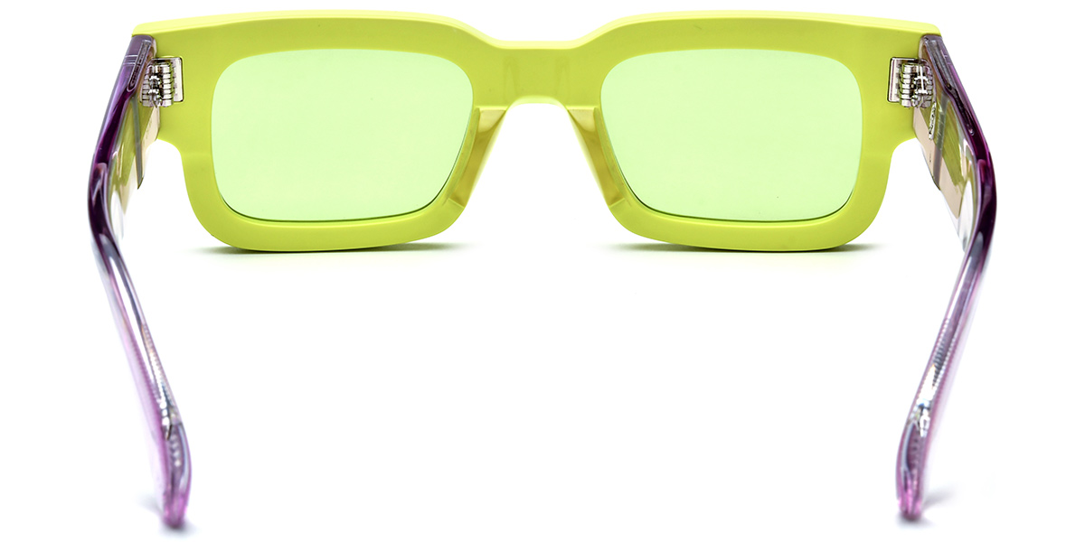 Acetate Rectangle Sunglasses yellow+green_polarized