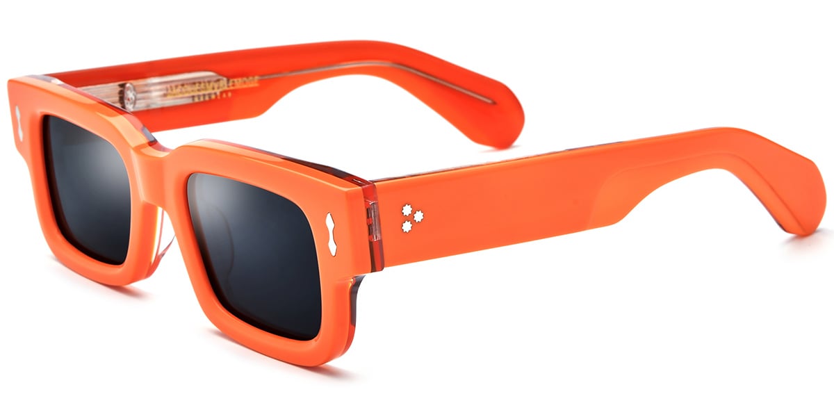 Acetate Rectangle Sunglasses orange+dark_grey_polarized