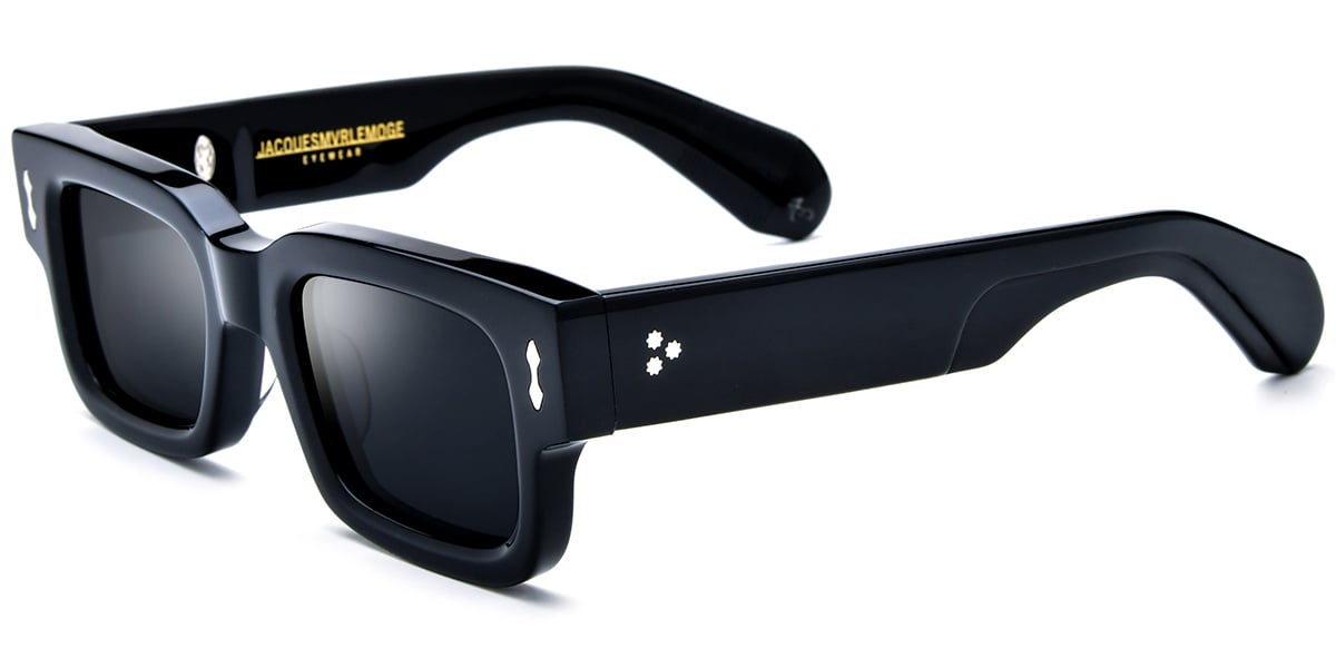 Acetate Rectangle Sunglasses black+dark_grey_polarized