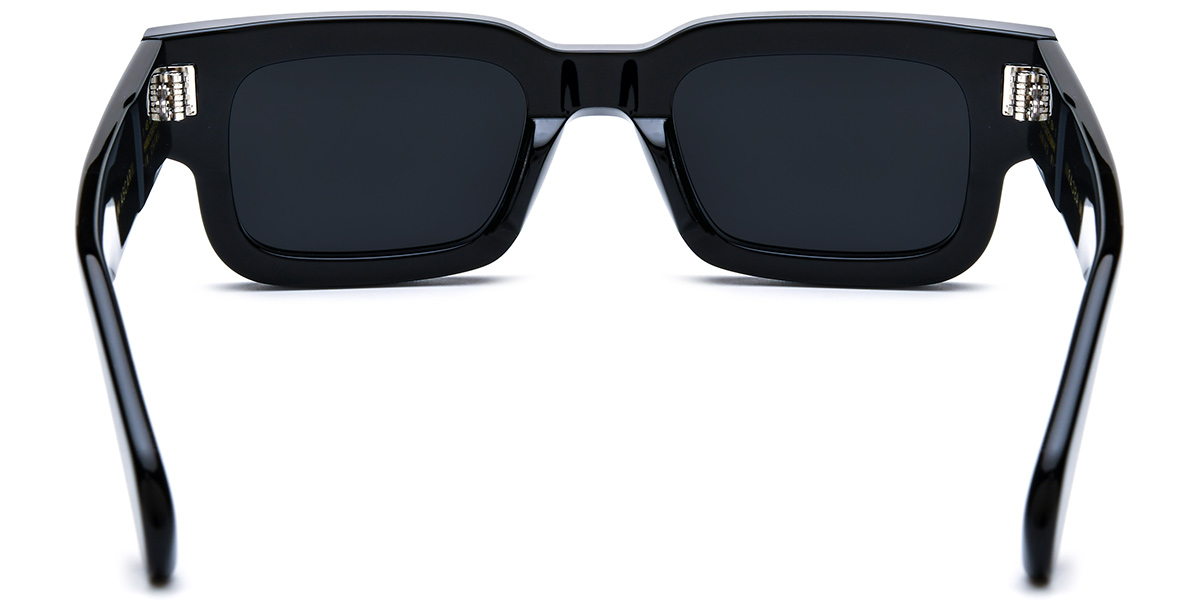 Acetate Rectangle Sunglasses black+dark_grey_polarized