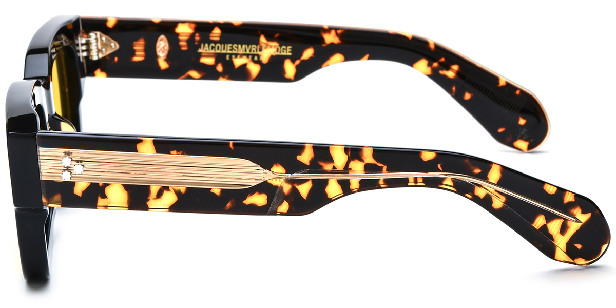 Acetate Rectangle Sunglasses bright_black+yellow_polarized
