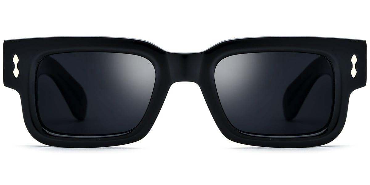 Acetate Rectangle Sunglasses black+dark_grey_polarized