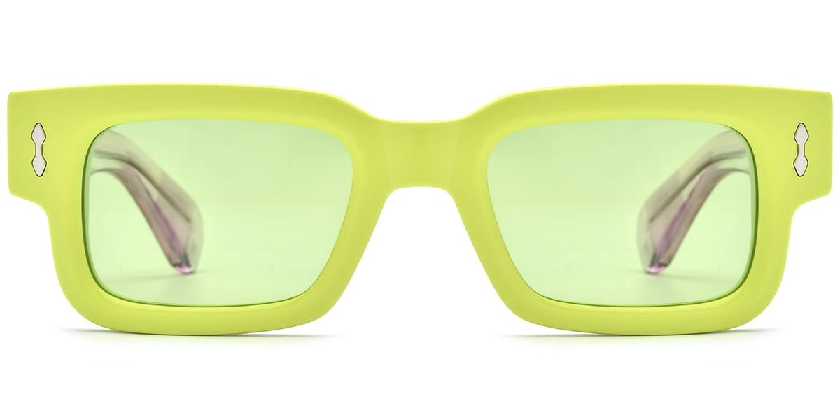 Acetate Rectangle Sunglasses yellow+green_polarized
