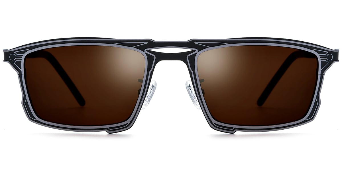 Titanium Rectangle Sunglasses pattern-grey+amber_polarized