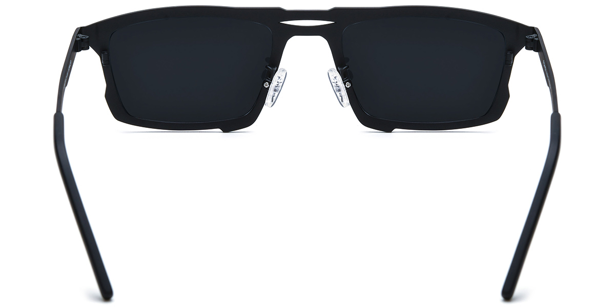 Titanium Rectangle Sunglasses pattern-red+dark_grey_polarized