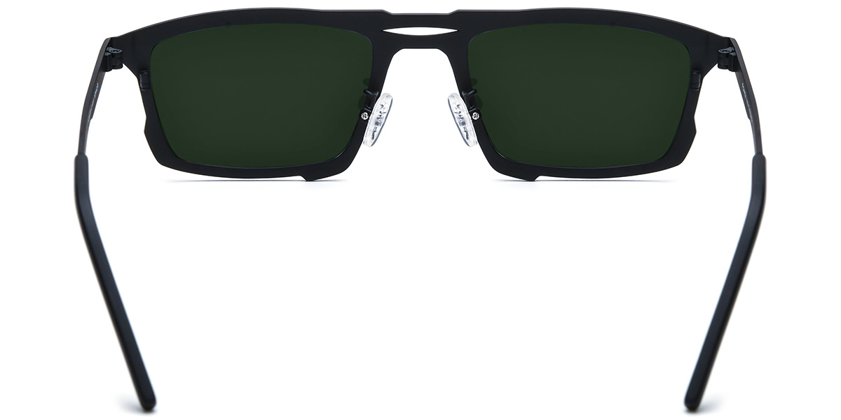 Titanium Rectangle Sunglasses pattern-green+dark_green_polarized