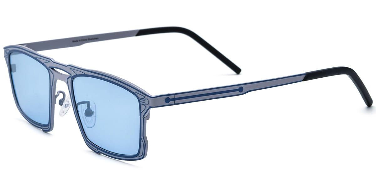 Titanium Rectangle Sunglasses pattern-blue+blue_polarized