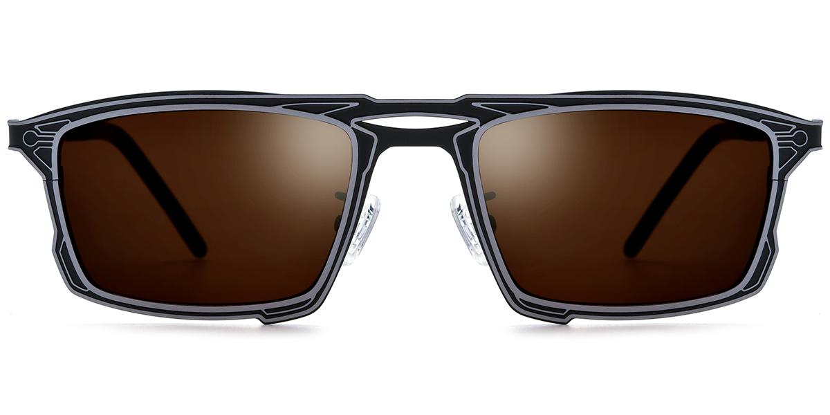 Titanium Rectangle Sunglasses pattern-grey+amber_polarized