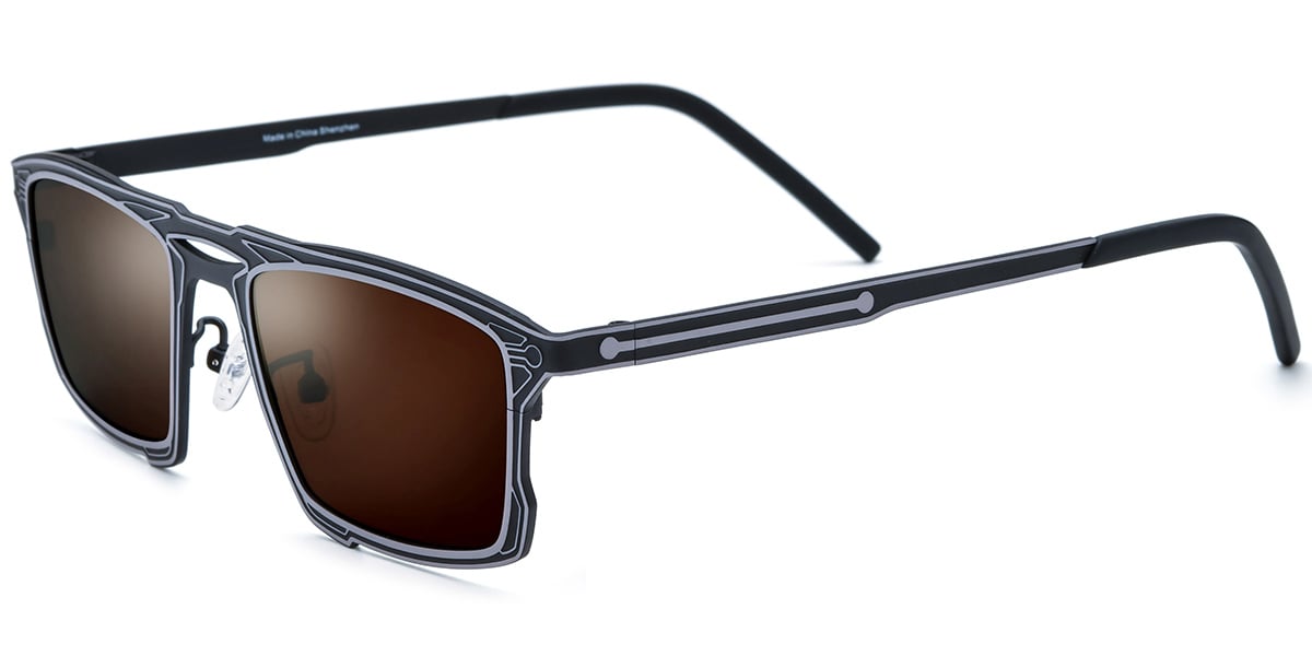 Titanium Rectangle Sunglasses pattern-grey+amber_polarized