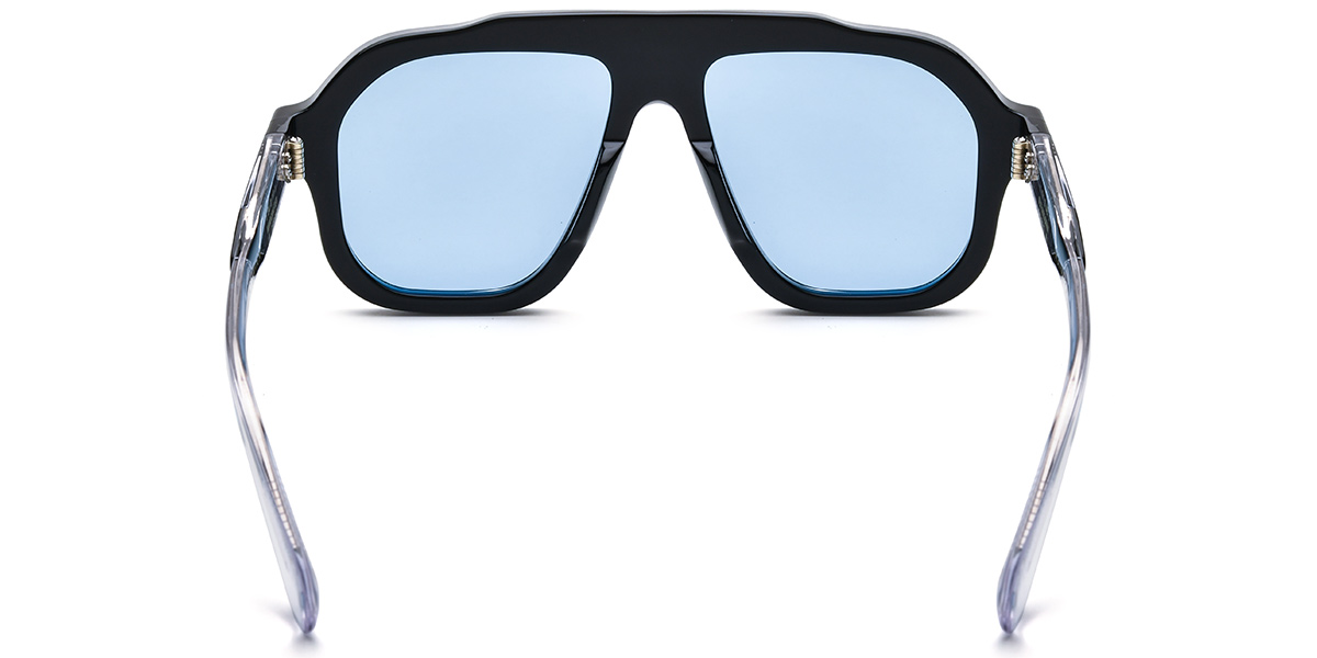 Acetate Square Aviator Sunglasses bright_black+blue_polarized