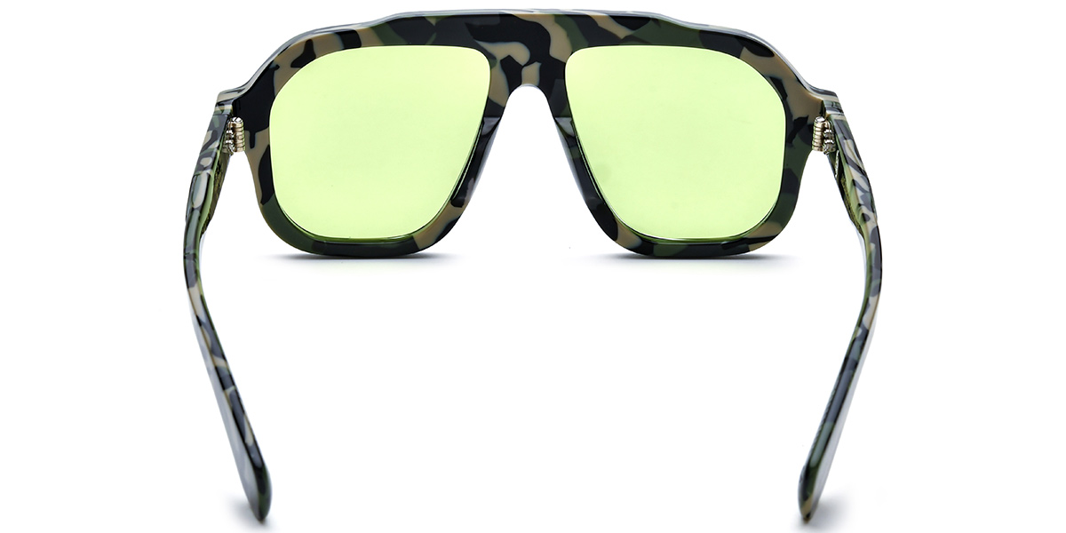 Acetate Square Aviator Sunglasses pattern-green+green_polarized