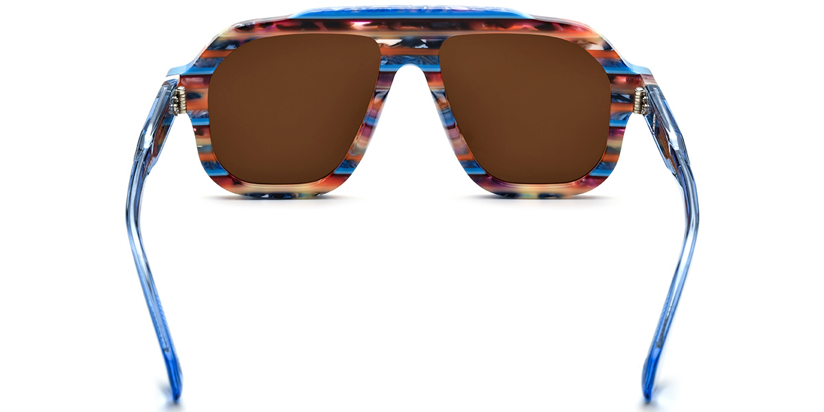Acetate Square Aviator Sunglasses multicolor+amber_polarized