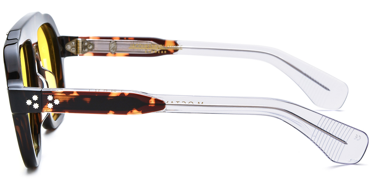 Acetate Square Aviator Sunglasses tortoiseshell+yellow_polarized