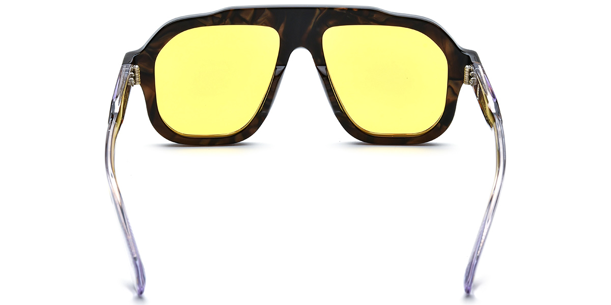 Acetate Square Aviator Sunglasses tortoiseshell+yellow_polarized