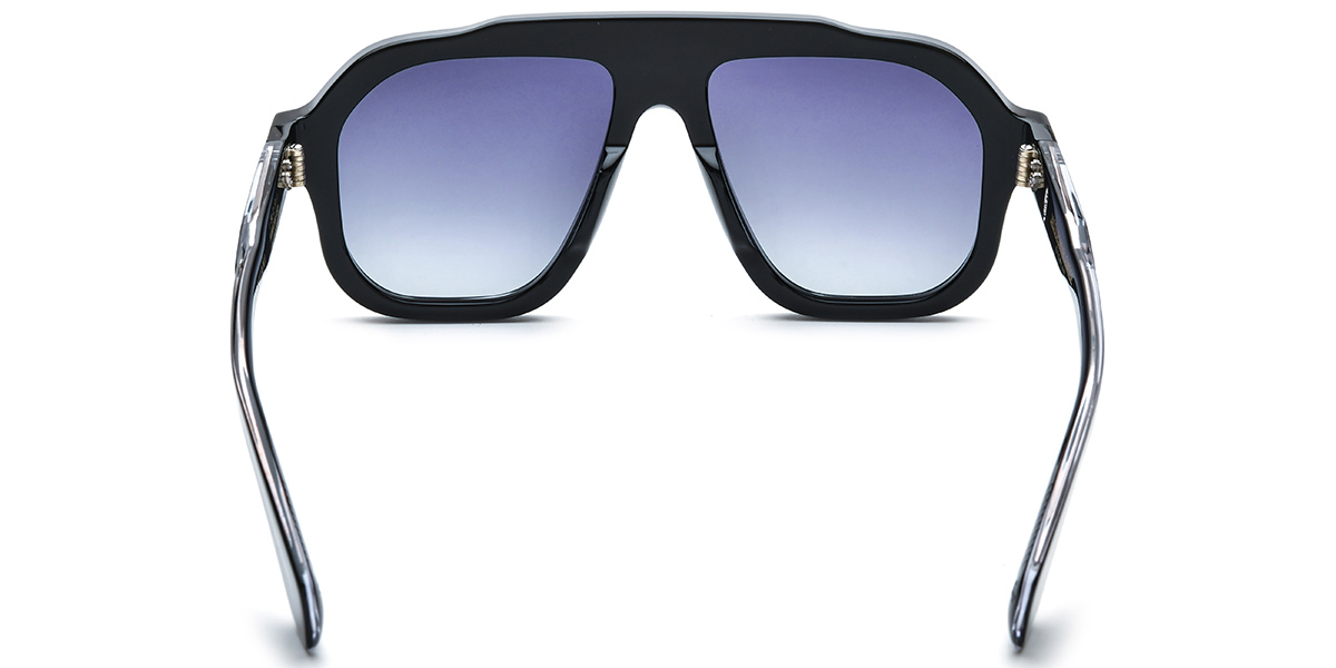 Acetate Square Aviator Sunglasses black+gradient_grey_polarized